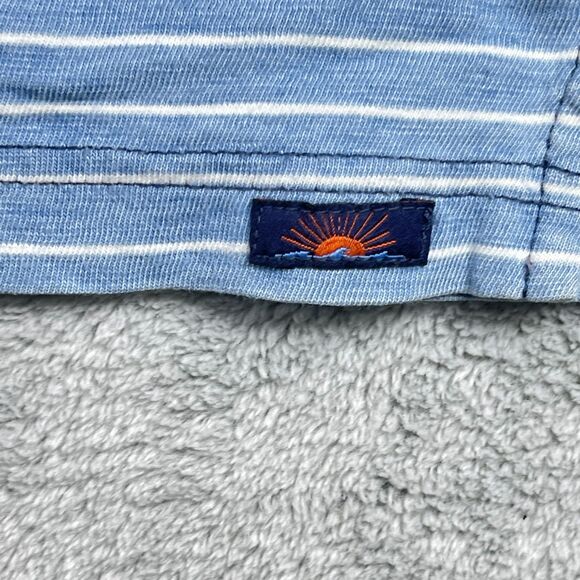 Faherty Polo Shirt Men's 2XL Blue Indigo Dyed Striped Performance Short Sleeve - Picture 5 of 9